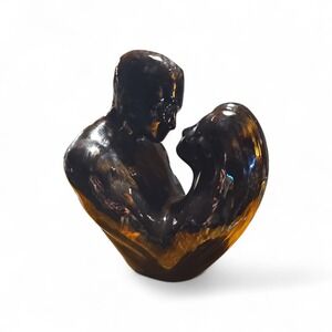 VTG  15" Black Royal Haeger "Lovers Embrace"Black Nickel Sculpture Statue MCM